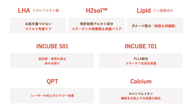 ララドクターには、角質ケアから肌のバリア機能、ハリ・弾力まで、<br />
肌の美しさをサポートする成分が配合されています。