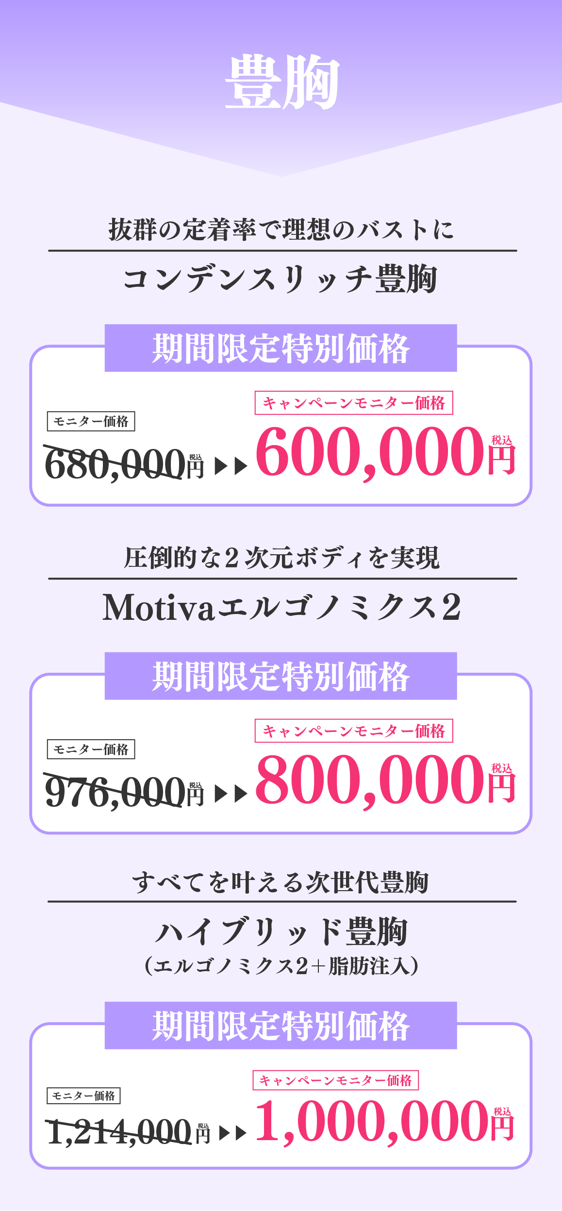 豊胸はっきり価格モニターキャンペーン⭐