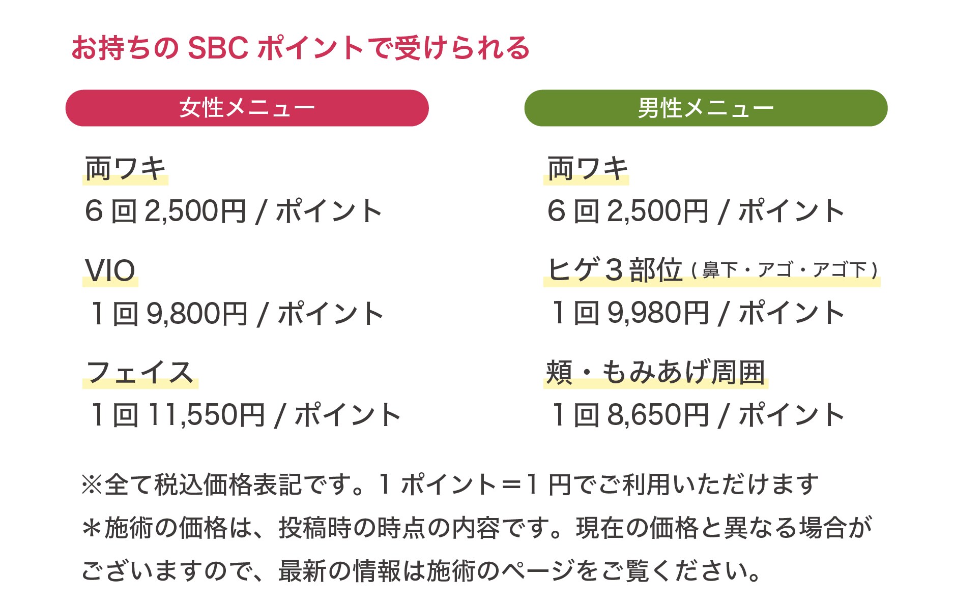 お持ちのSBCポイントで受けられる
