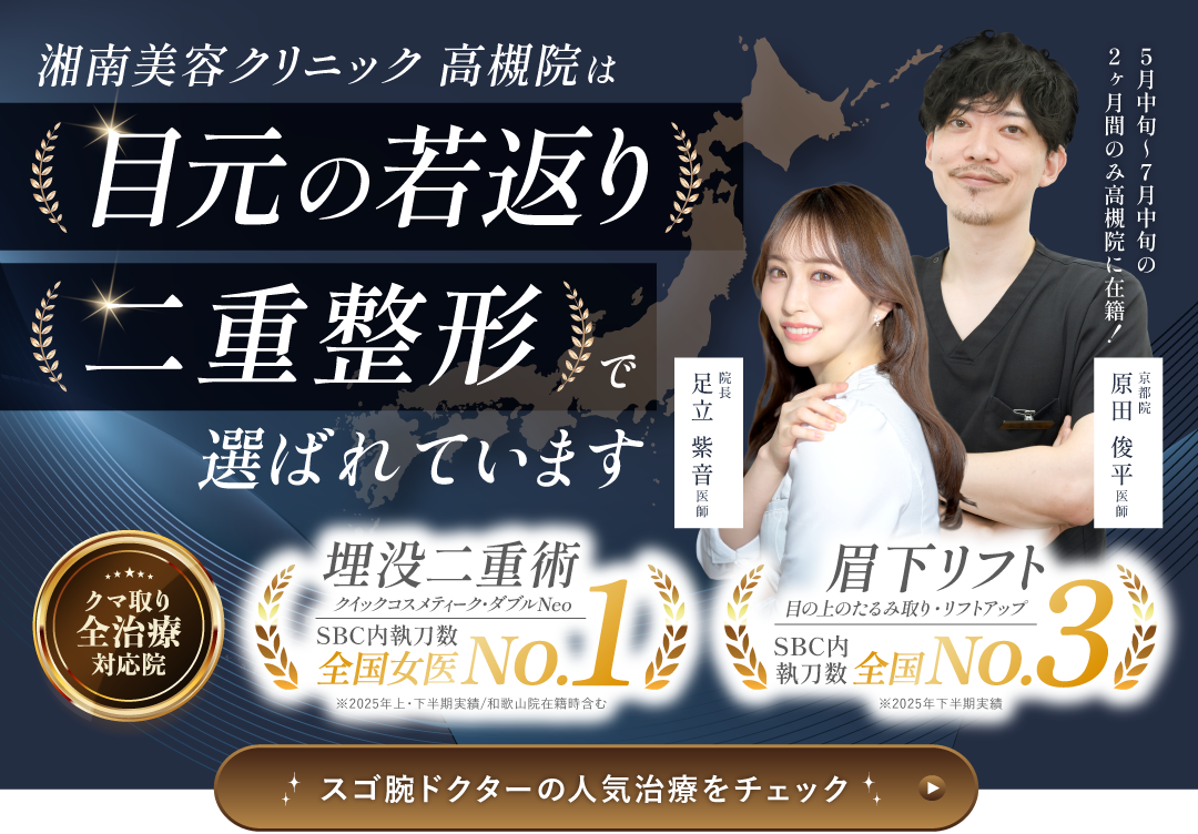 SBC高槻院は目元の若返り、二重整形で選ばれています