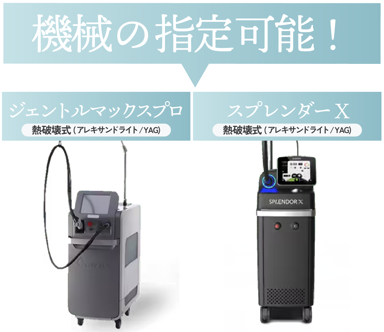 ③医療脱毛の機械の指定が可能
