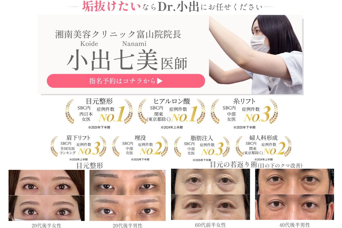 富山で眉下切開・婦人科形成・ヒアルロン酸は小出医師にお任せください