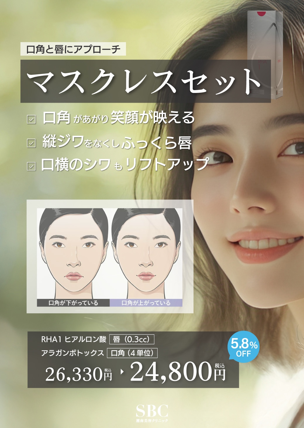 口角と唇にアプローチ