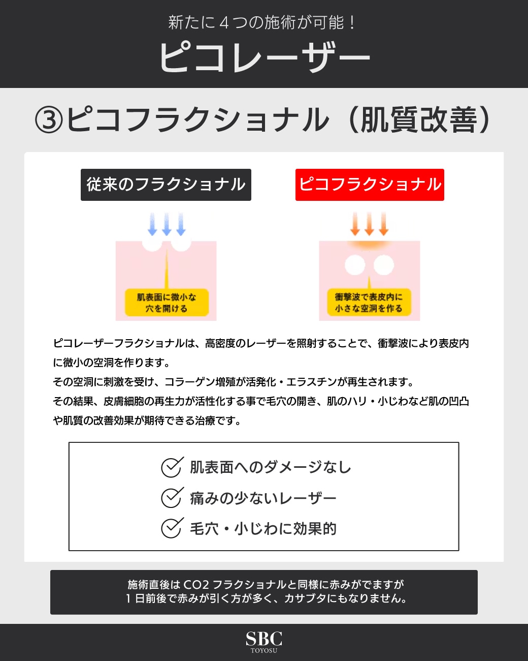 ダメージの少ない毛穴治療