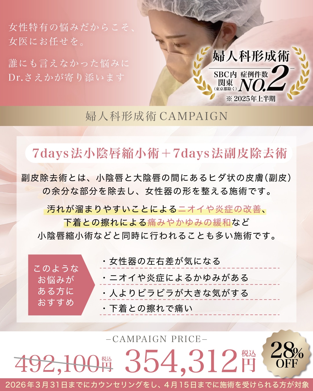 7days小陰唇縮小術＋7days副皮除去術