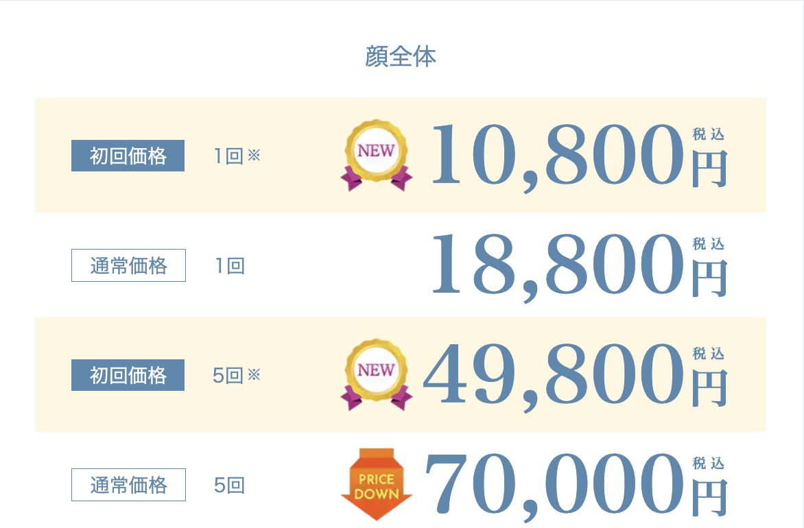 フォトトリプル料金表