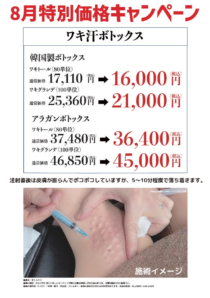 ワキの汗止め注射
