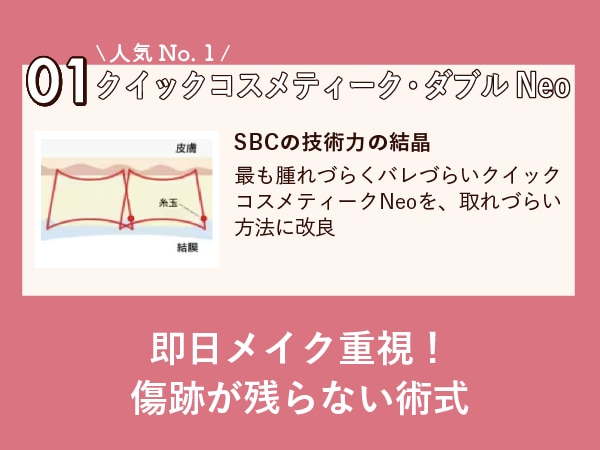 SBCで人気！技術を凝縮した最も腫れづらく、バレにくい二重埋没法