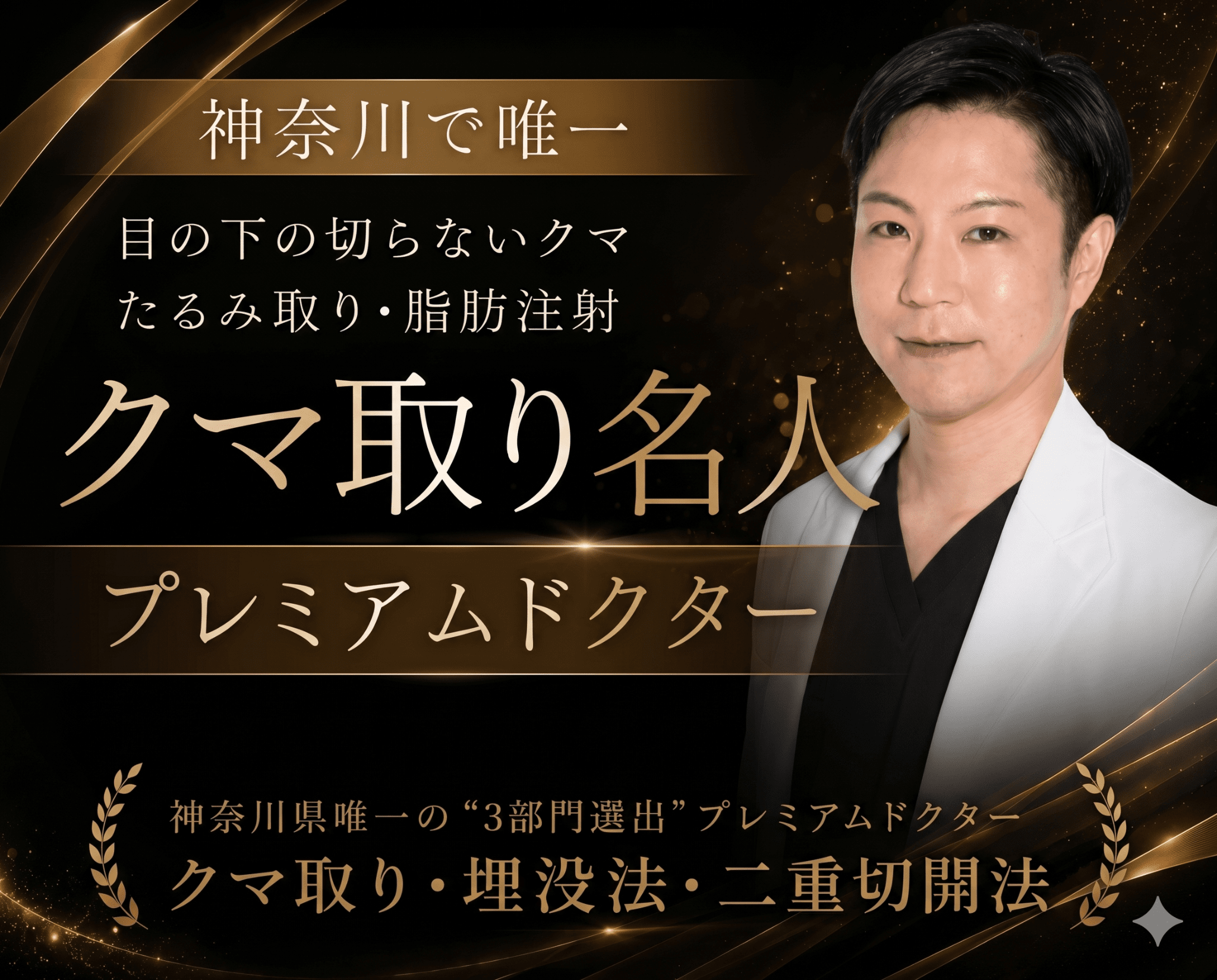 【横浜 クマ取り】神奈川で唯一のプレミアムドクター！「切らないクマ取り」なら横浜院 長谷川院長