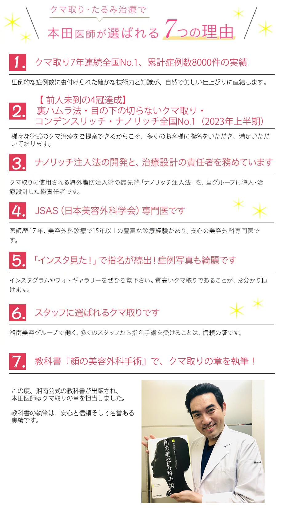 本田医師が選ばれる『7つの理由』
