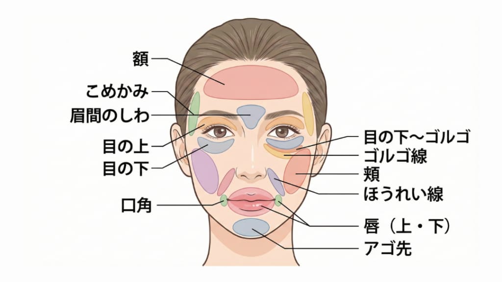 脂肪注入可能部位の説明画像