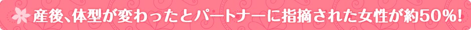 産後、体型が変わったとパートナーに指摘された女性が約50%!